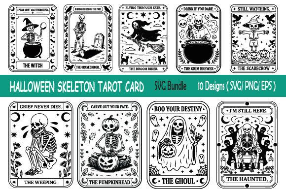 Download Halloween Skeleton Tarot Card – SVG PNG - Svg Collection
